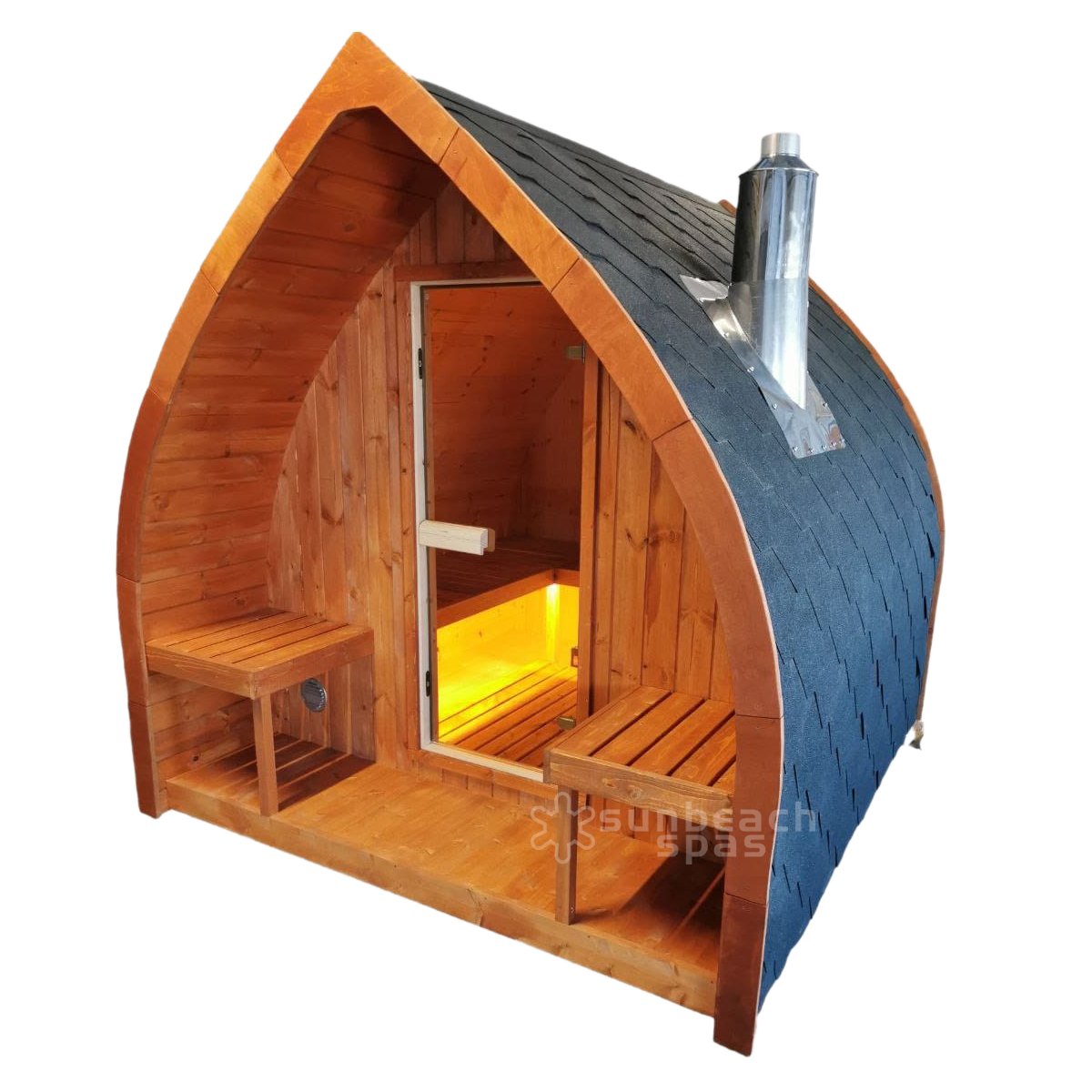 "Leaf Outdoor Sauna: Sustainable Luxury for Your Garden Escape"
