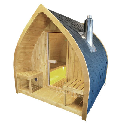 "Leaf Outdoor Sauna: Sustainable Luxury for Your Garden Escape"